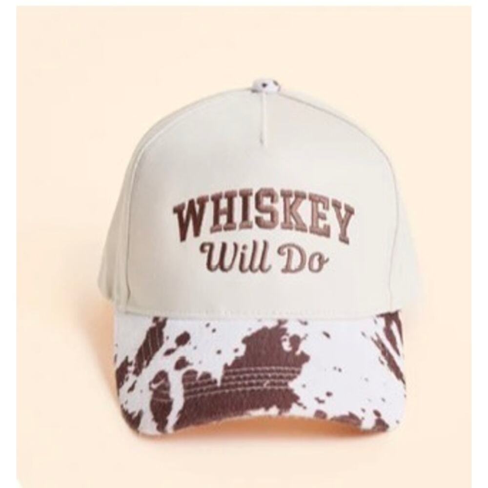 NEW Pink Lily Whiskey Will Do Western Cow Print‎ Trucker Hat Rodeo Country Cap